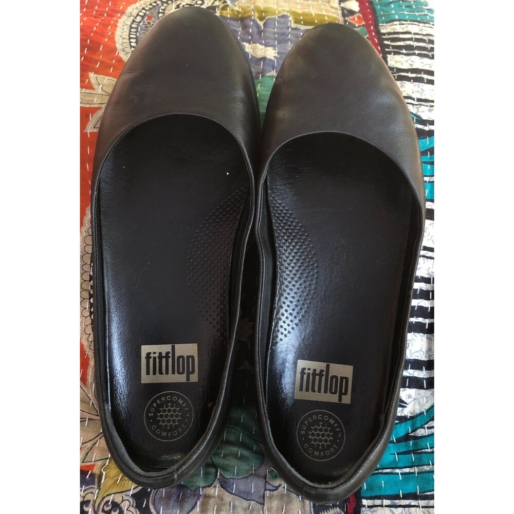 Fitflops Black Superballerina Flats Womens 8.5 Comfort Pumps Shoes